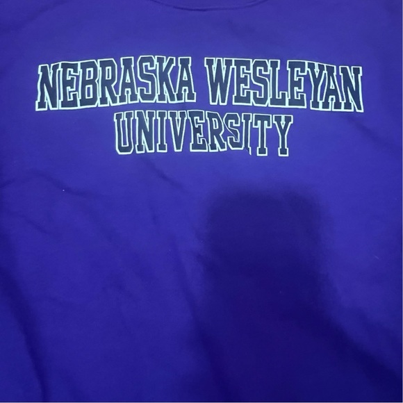VTG Large Men’s  Nebraska Wesleyan University Crewneck Sweatshirt Purple JIT25 - Picture 2 of 4